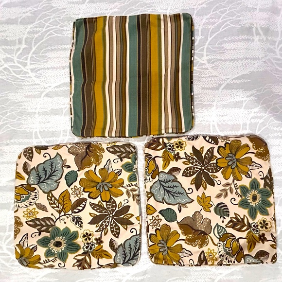 Three Coordinated Square Pillow Cases Sized Approximately 20.5” X 20.5” - Picture 1 of 8